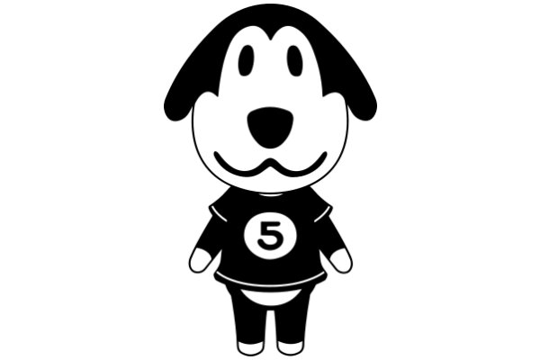 A Friendly Cartoon Dog with a Number 5 on Its Shirt