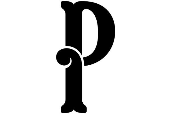 Stylized Black Letter 'P' with a Curved Stem