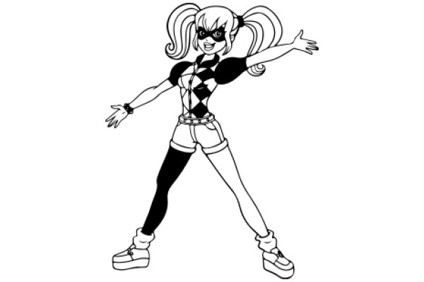 Stylish Cartoon Character: A Fashionable Female with a Playful Attitude