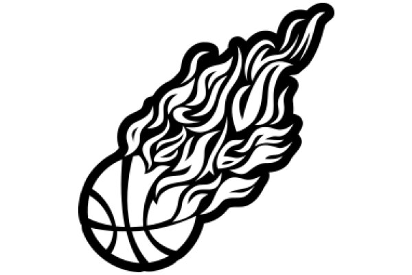 Stylized Basketball with Flames Design