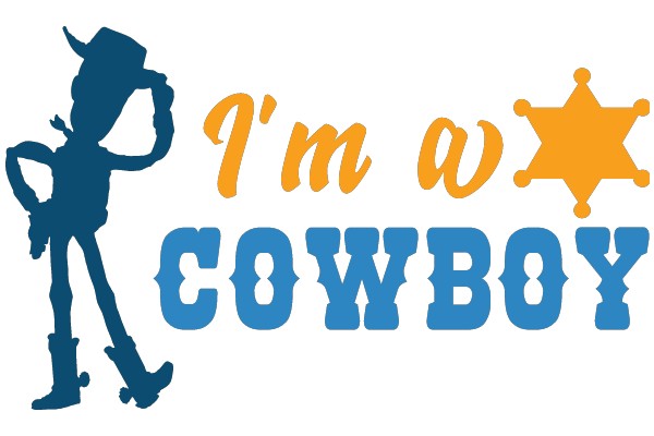 Cowboy-themed Graphic with Text and Character