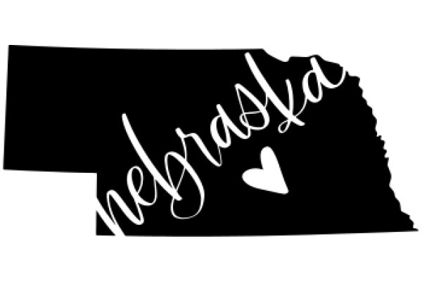 Nebraska State Silhouette with Heart and Text