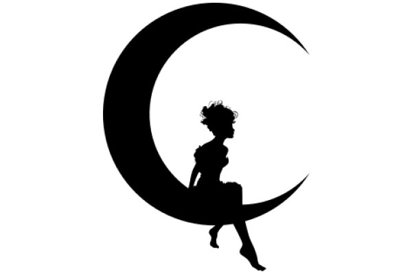 Silhouette of a Woman on a Crescent Moon