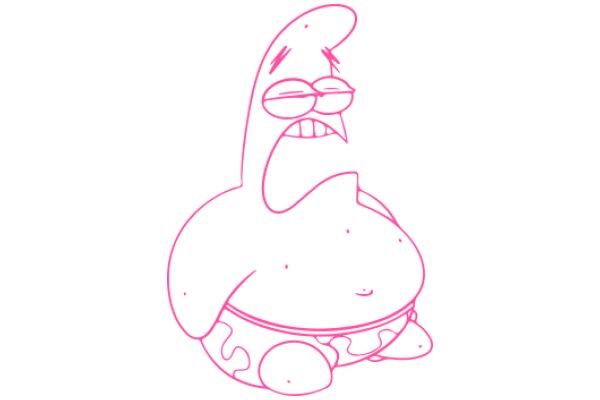 A Pink Line Drawing of SpongeBob SquarePants