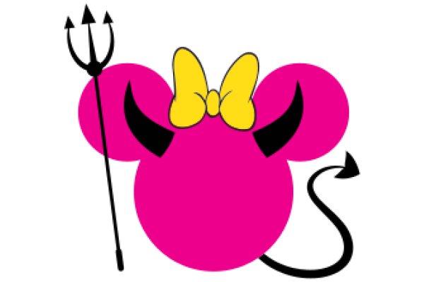 A Playful Pink and Yellow Character with a Devilish Twist