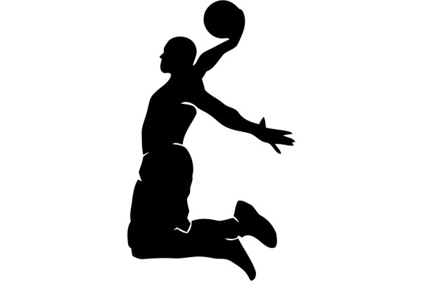 Silhouette of a Basketball Player in Action