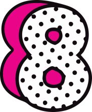 Vibrant Donut Logo with Pink and Black Details