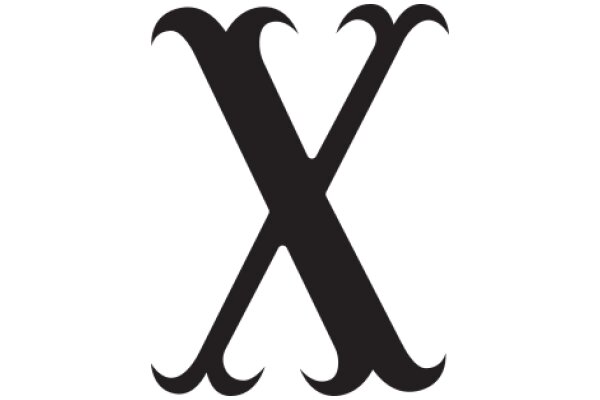 Stylized Black Letter 'X' on a White Background