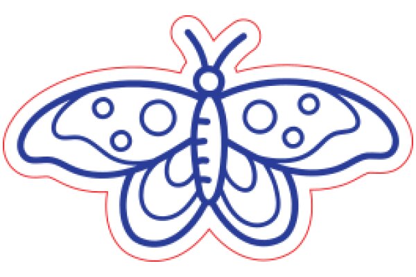 Stylized Blue Butterfly with Pink Outline