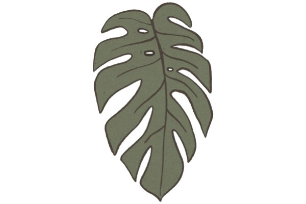 Simplistic Line Art of a Large Leaf