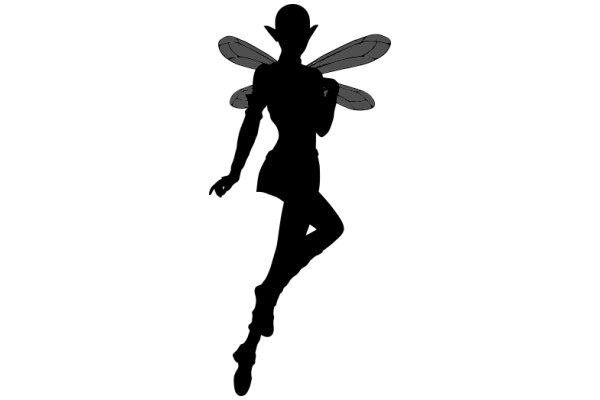 Silhouette of a Fairy-like Figure with Wings and a Halo