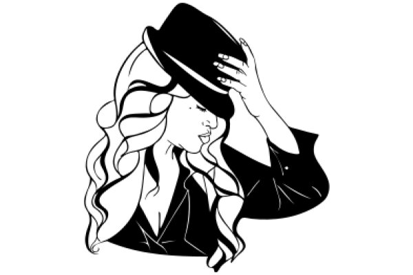 Stylish Fashion Illustration: A Woman in a Fedora Hat