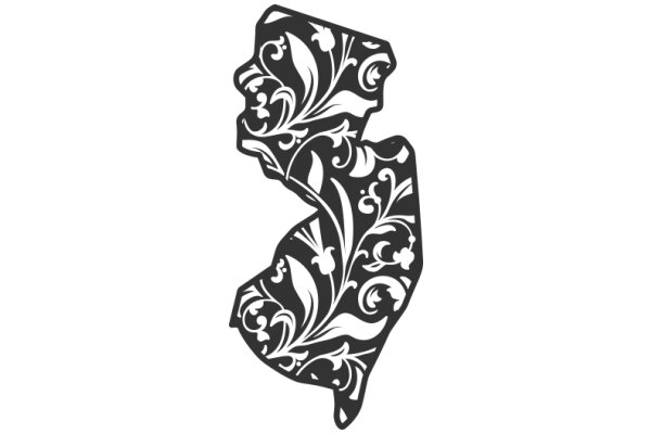 Stylized Floral Pattern on a Map-like Shape