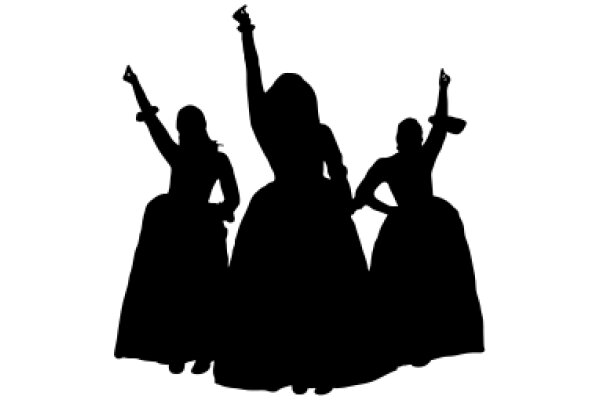 Celebratory Silhouettes: A Trio of Raised Hands