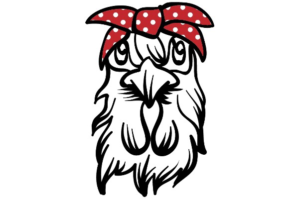 Stylized Illustration of a Bird with a Red Bandana