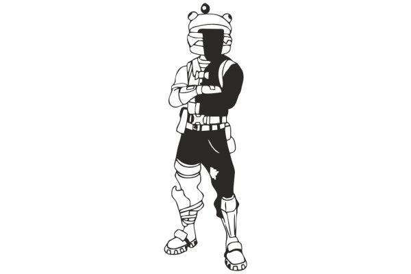 A Silhouette of a Character in a White Background