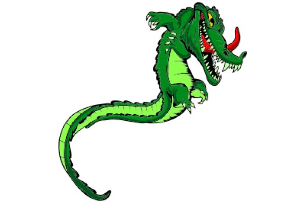 Vivid Illustration of a Playful, Green Alligator with a Big Smile