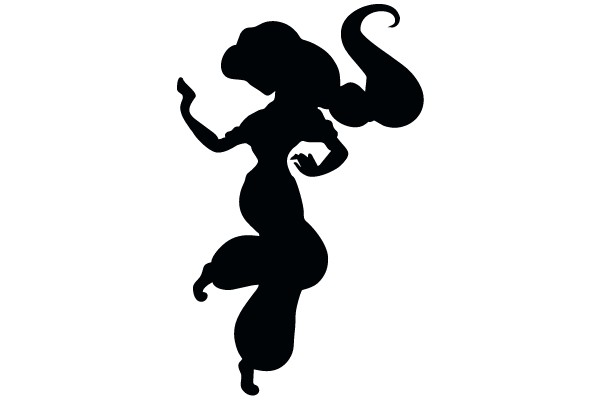 Silhouette of a Dancing Figure with a Long Tail