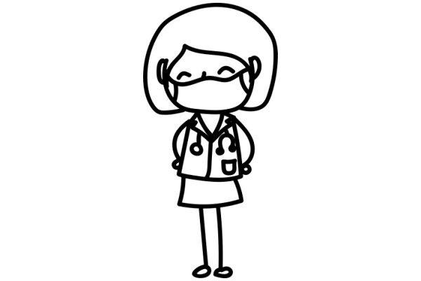 A Simple Line Drawing of a Nurse