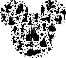 A Silhouette of Iconic Disney Characters and Symbols