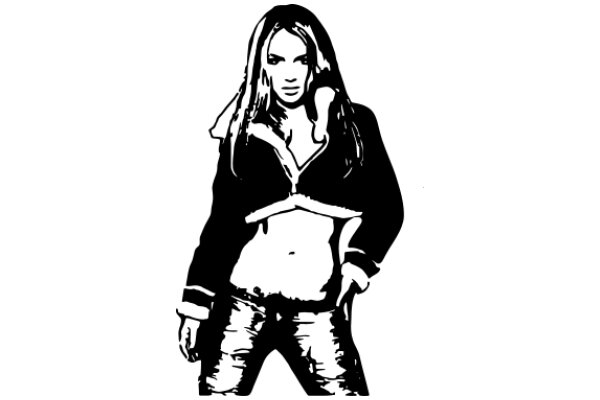 Stylized Portrait of a Woman in a Jacket and Jeans