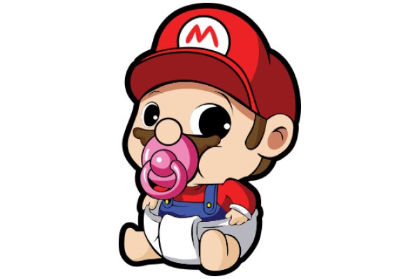 Adorable Cartoon Character with a Pink Pacifier