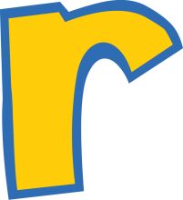 Vibrant Yellow Letter 'R' with a Blue Outline