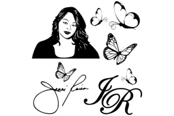 Stylish Illustration of a Woman and Butterflies