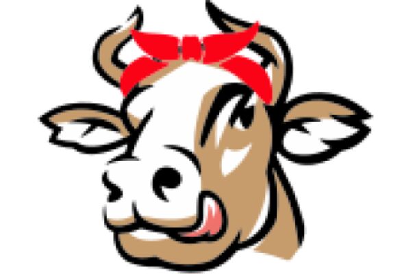 A Playful Cartoon of a Cow with a Red Bandana