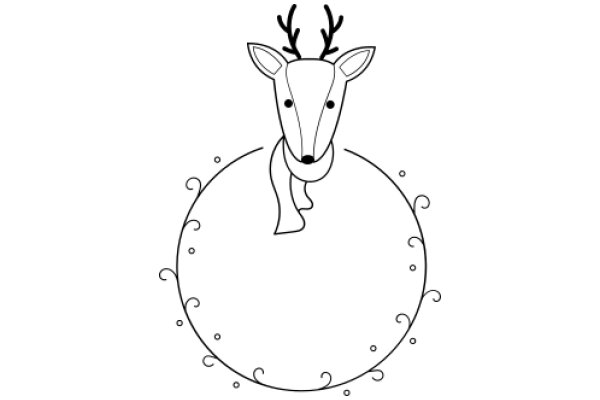 Whimsical Deer Illustration with a Circular Frame