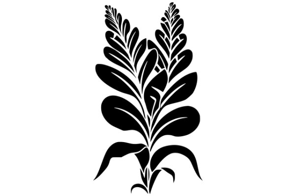 Stylized Black Silhouette of a Plant