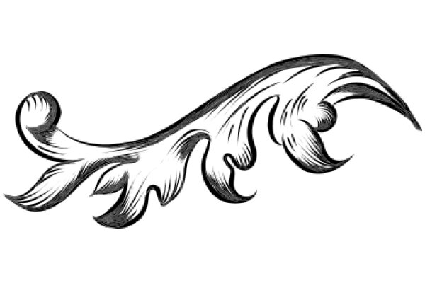 Stylized Artwork of a Curved Leaf Design