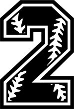 Stylized Black and White Number Two with Baseball Leaf Design