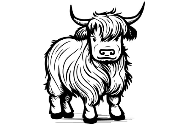 A Classic Illustration of a Long-Haired Cow