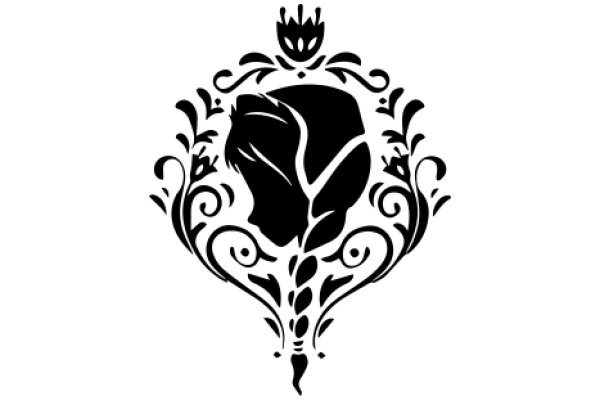 Stylized Floral Design with a Silhouette of a Person's Head