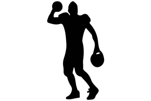 Silhouette of a Football Player with a Ball