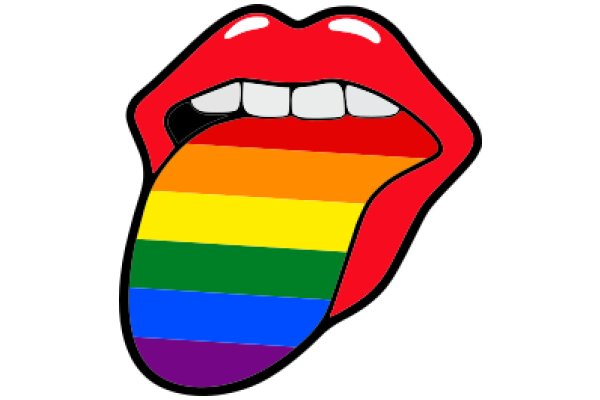 Vivid Rainbow Tongue in a Cartoon Mouth