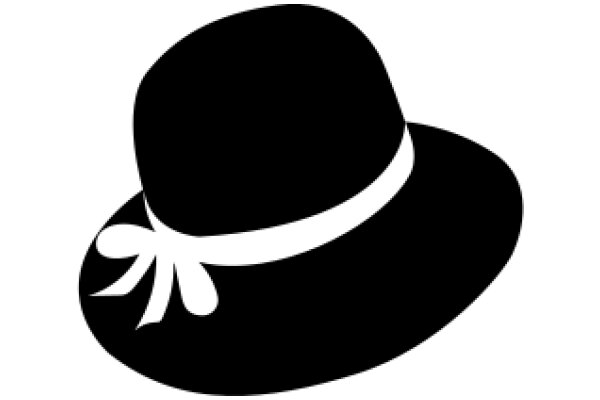 Elegant Black Hat with a White Ribbon