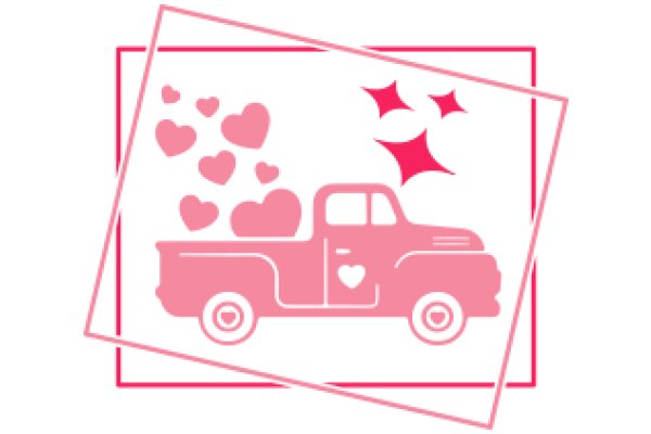 A Pink Heart-Themed Truck Illustration