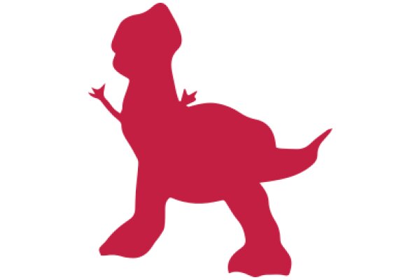 Vivid Red Silhouette of a Dinosaur