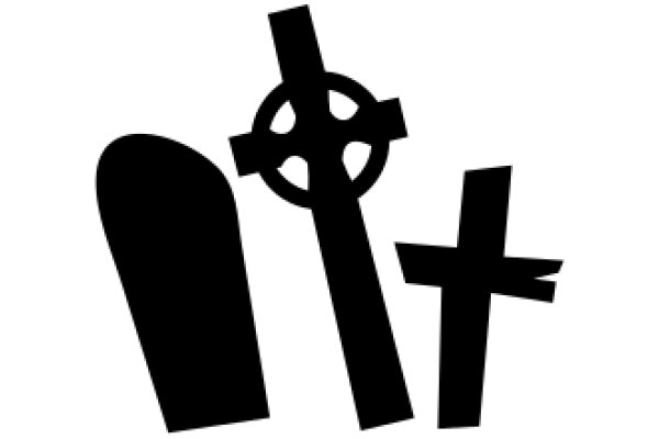 Silhouette of Symbols: Cross, Steering Wheel, and Anchor