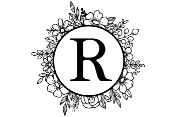 Floral Emblem with Letter 'R' at Center