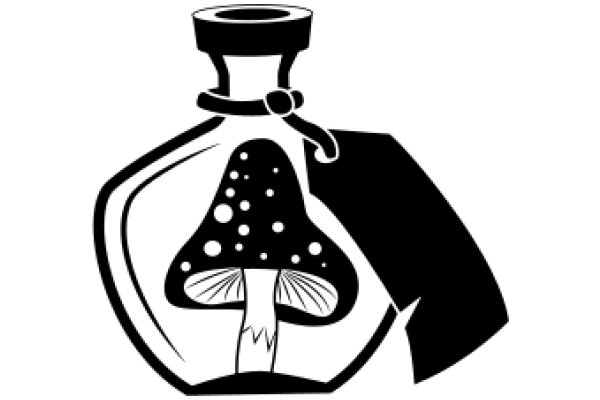 A Whimsical Illustration of a Mushroom-Themed Bottle