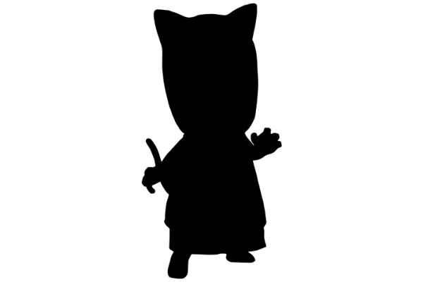 Silhouette of a Cat-like Figure with a Stick