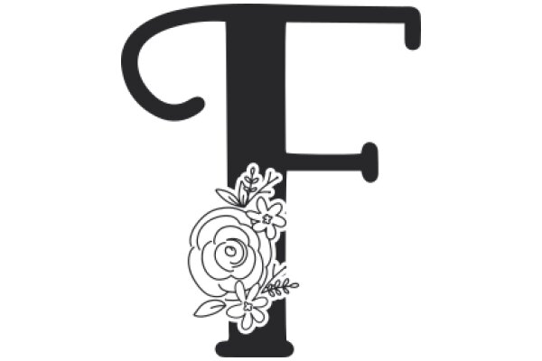 Stylized Letter F with Floral Design