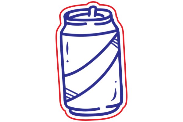 A Blue Line Drawing of a Can