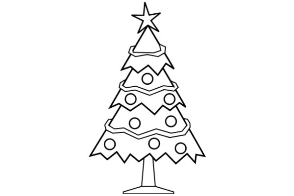 Simplistic Line Drawing of a Christmas Tree