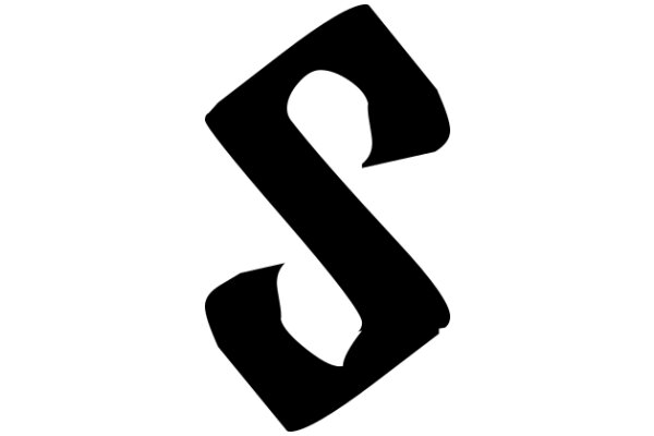 Stylized Black Letter 'S' with a Curved Design