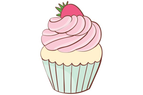 Delightful Pink Cupcake with a Strawberry Top