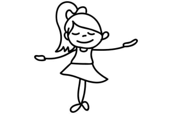 A Whimsical Illustration of a Girl in a Ponytail